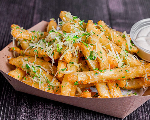 French Fries with cheese and mayo