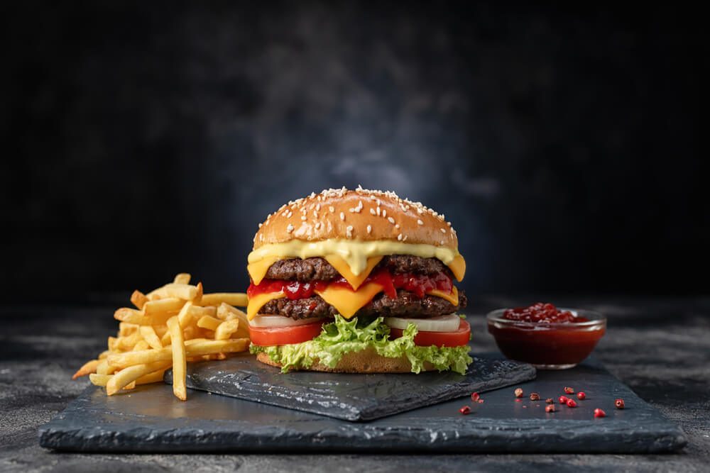 Fresh Tasty Burger on Dark Background